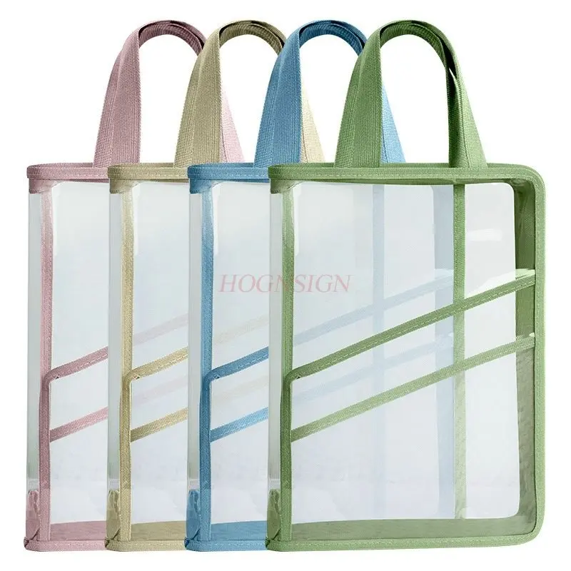 A4 Handheld Subject Bag Folder High Appearance Transparent File Pack Large Capacity Paper Storage