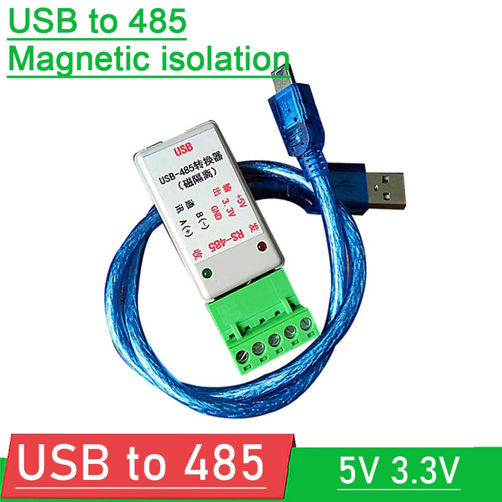 USB to RS485 magnetic isolation Converter Adapter ch340T Chip USB/485 conversion LED Indicator surge protection 5V 3.3V