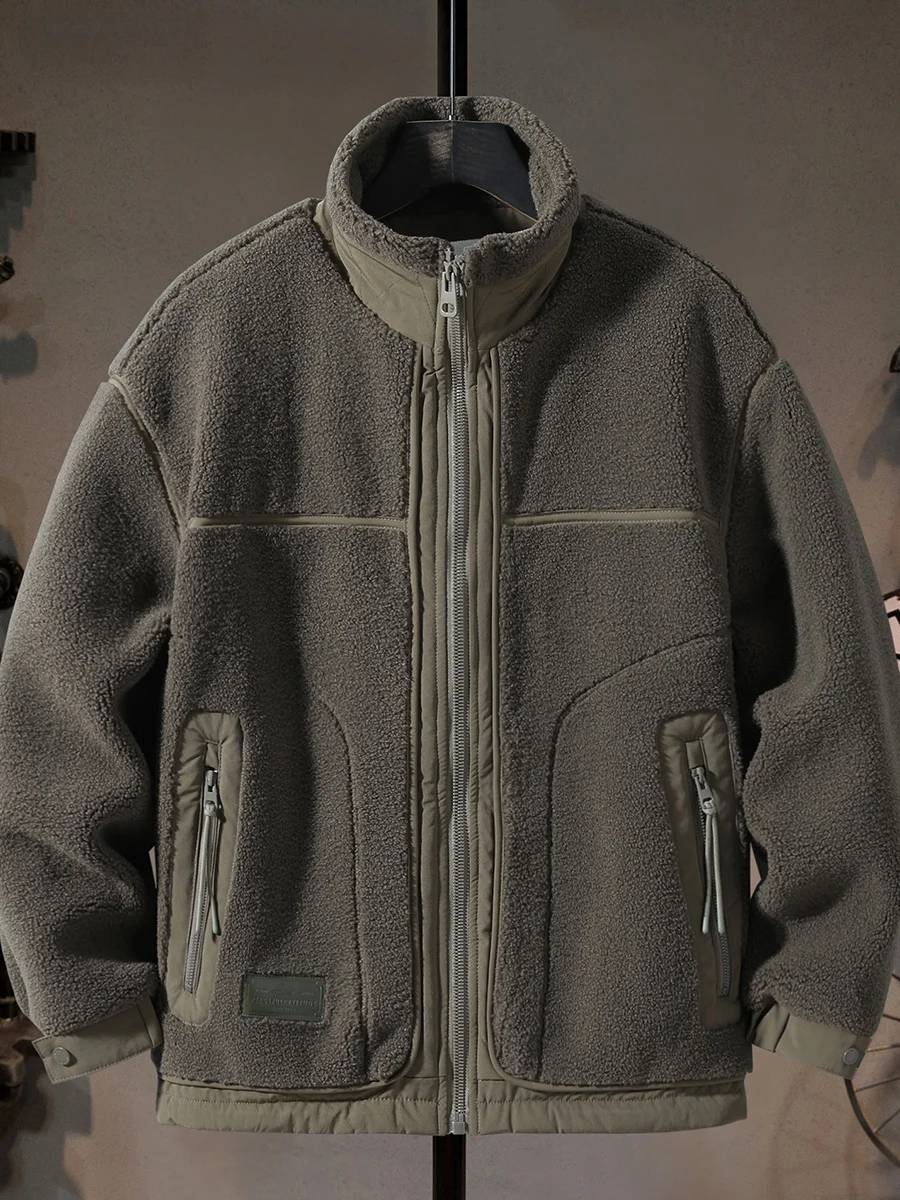 

Thiened Lamb Velvet Stand Collar Cotton Jaet Men's Winter Loose Trendy American Outdoor Cold Resistant Warm Coat