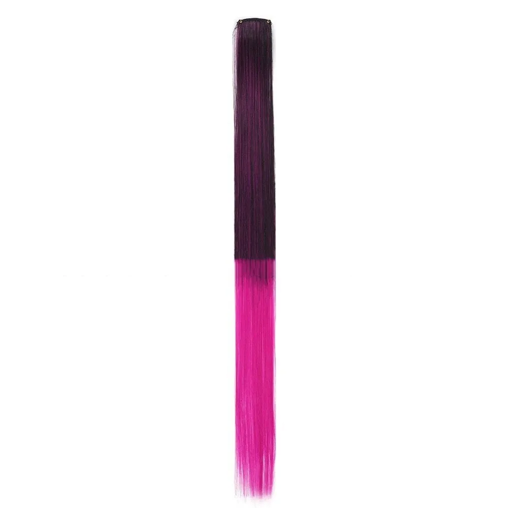 

Synthetic Clip in Hair Extensions Long Straight 22 Inches Hair Highlights Rainbow Colorful Wig Hairpieces for Daily Use Party