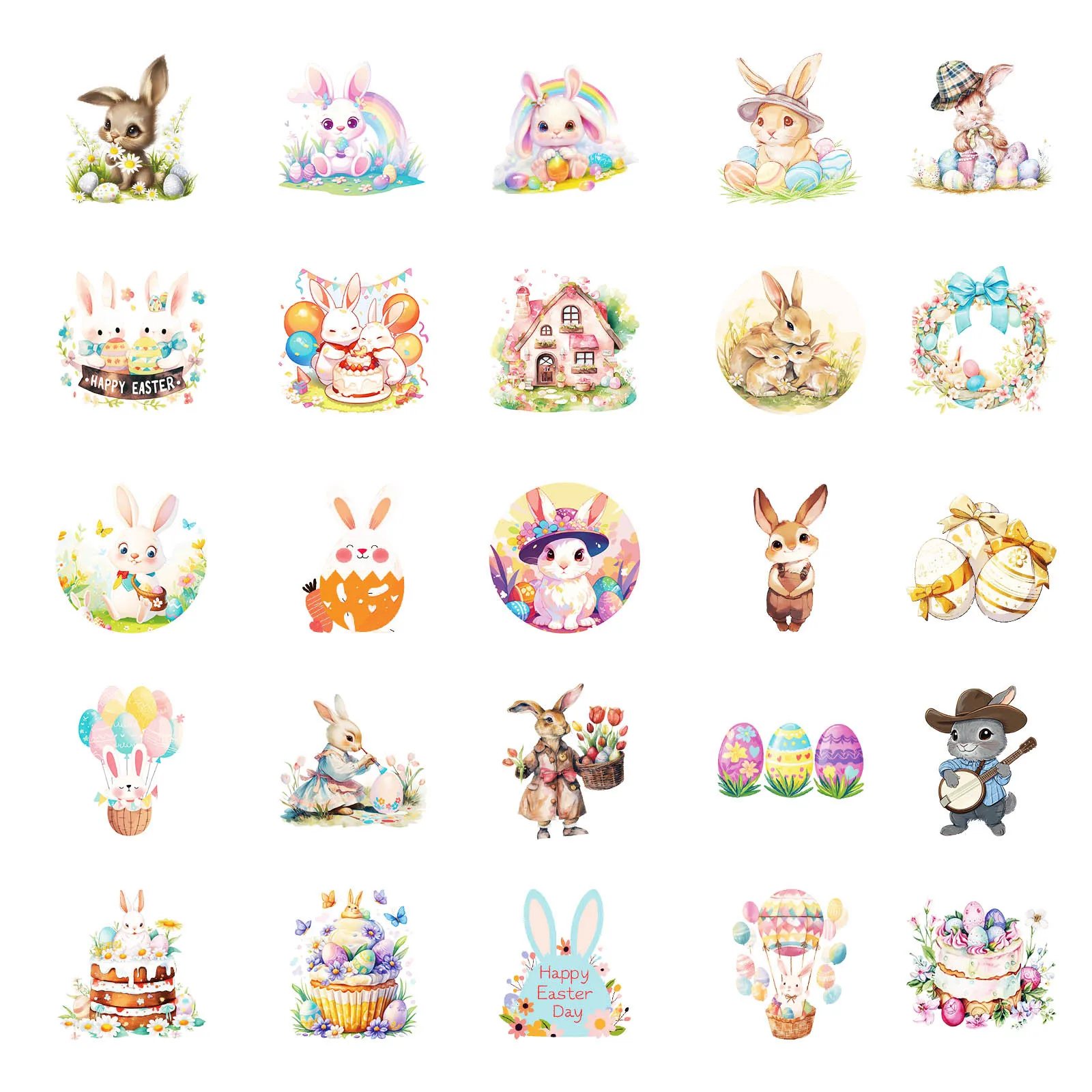 สติกเกอร์ลายกราฟฟิตี้ธีมอีสเตอร์ 10/50 ชิ้น ลายกระต่ายน่ารัก ไข่อีสเตอร์ การ์ตูน สำหรับตกแต่งกระเป๋าเดินทาง โทรศัพท์ กีตาร์ สมุดภาพ แก้วน้ำ ของเล่นเด็ก