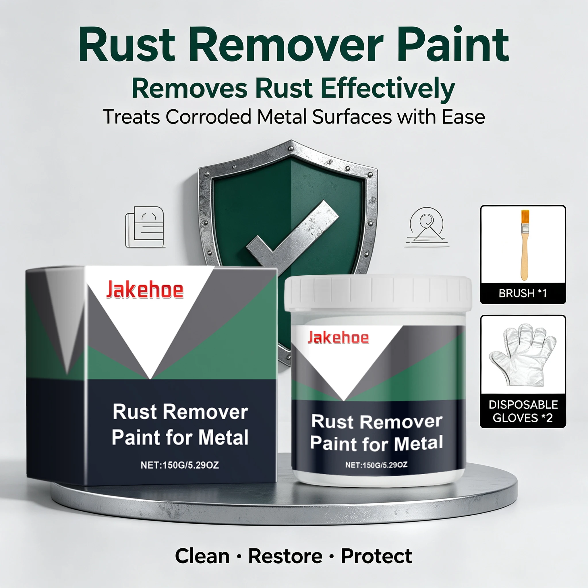 Metal Rust Converter Spray Paint Kit Neutralizer Anti Rust Primer with Brush Gloves Heavy Duty Car Chassis Marine Repair