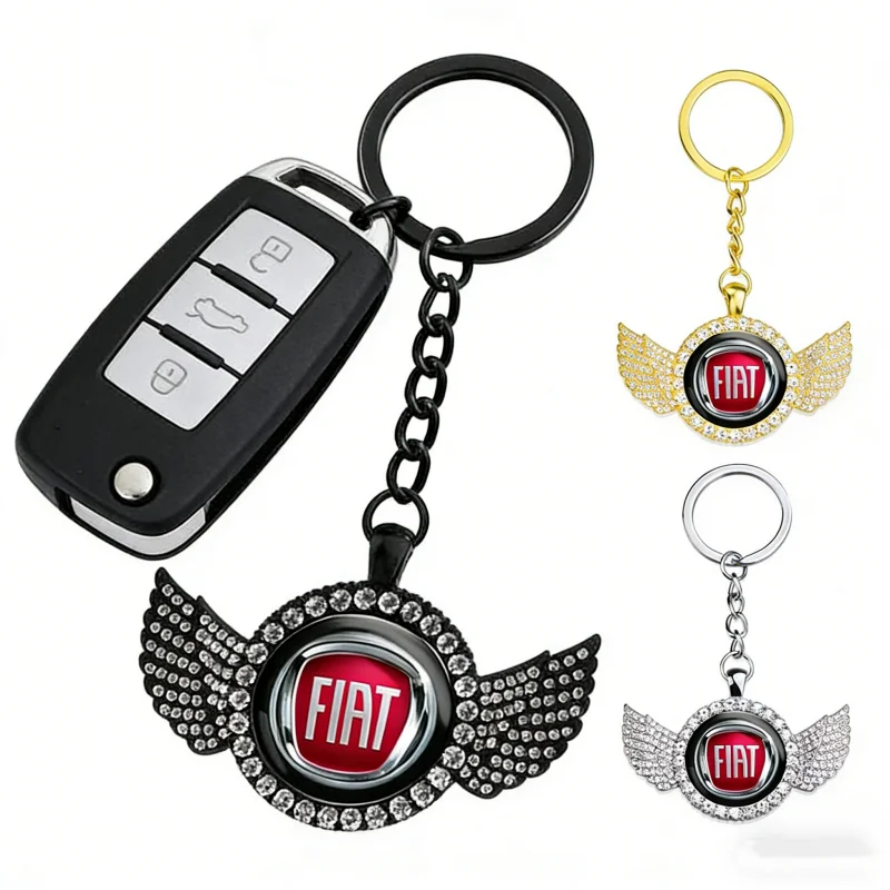 Car Logo Keychain Metal Key Rings Pendant Auto Accessories for Fiat 500c Aegea Doblo Panda Palio Tipo Punto Stilo Bravo 600