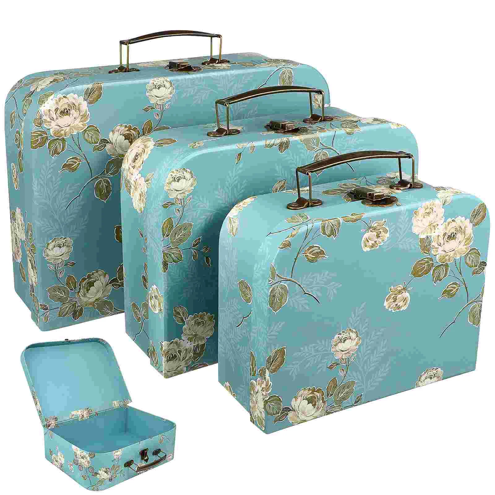 3 Pcs Three Piece Gift Box Paperboard Suitcases Cardboard Storage Boxes with Lids Decorative Photo Child