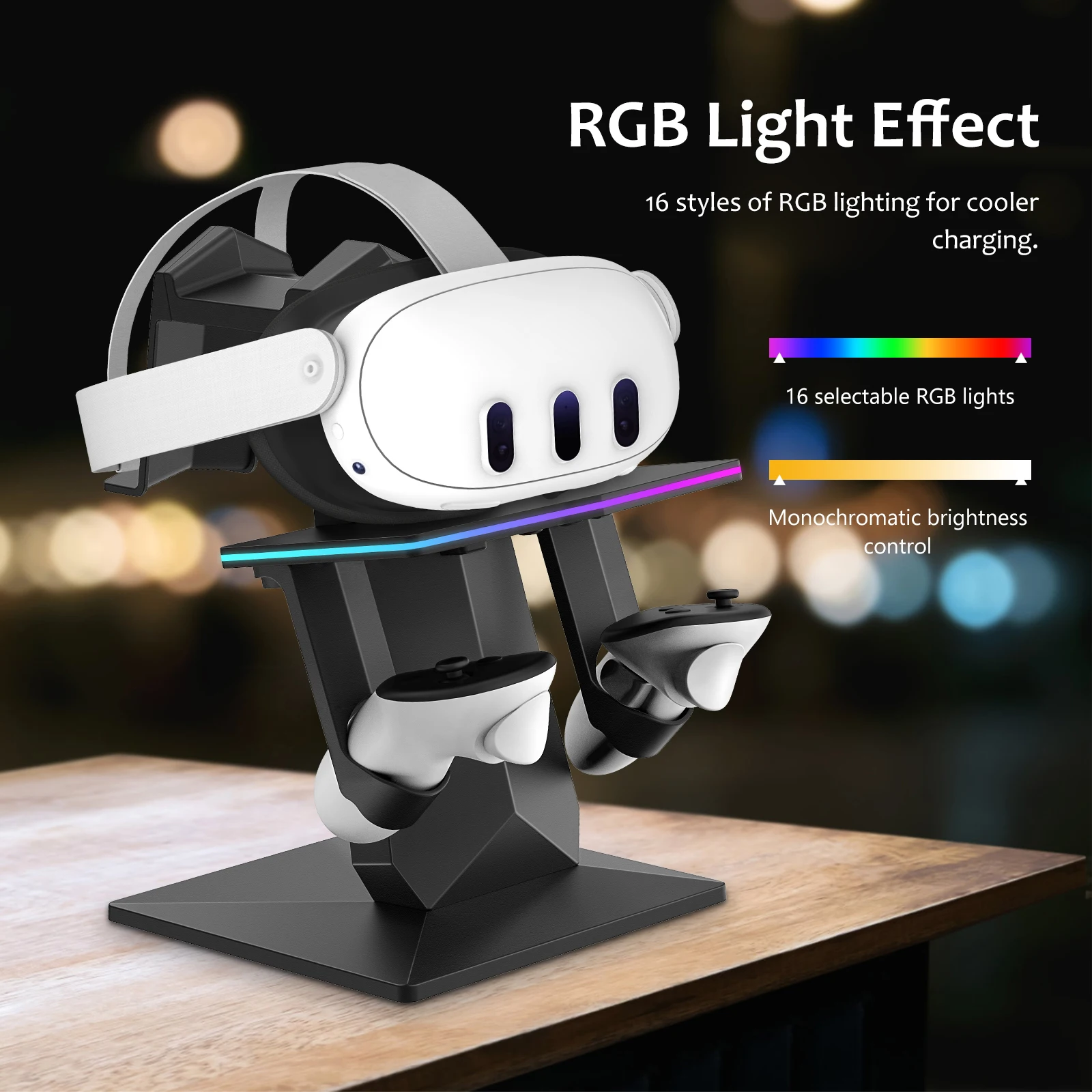 VR Rechargeable Stand for Meta Quest 3/Meta Quest Pro/Oculus Quest 2/Oculus Quest With RGB Lighting and 18W Fast Charging