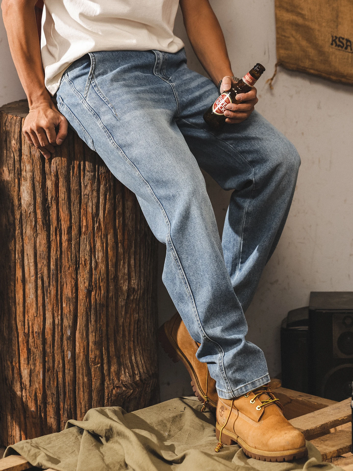 

Американские винтажные мужские джинсы скинни с завышенной талией, новые летние простые прямые повседневные брюки, дышащие свободные брюки с низкой талией