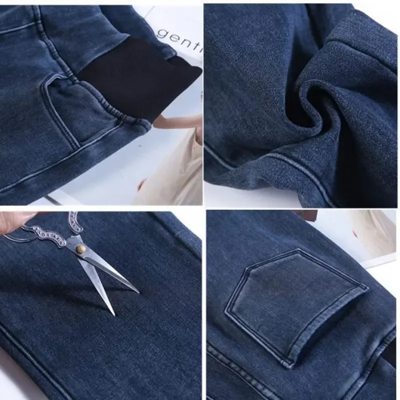 Winter Thick Plush Velvet Lined Pencil Denim Pants New High Waist Stretch Jeans Big Size 26-38 Leggings Skinny Jeansy Trousers