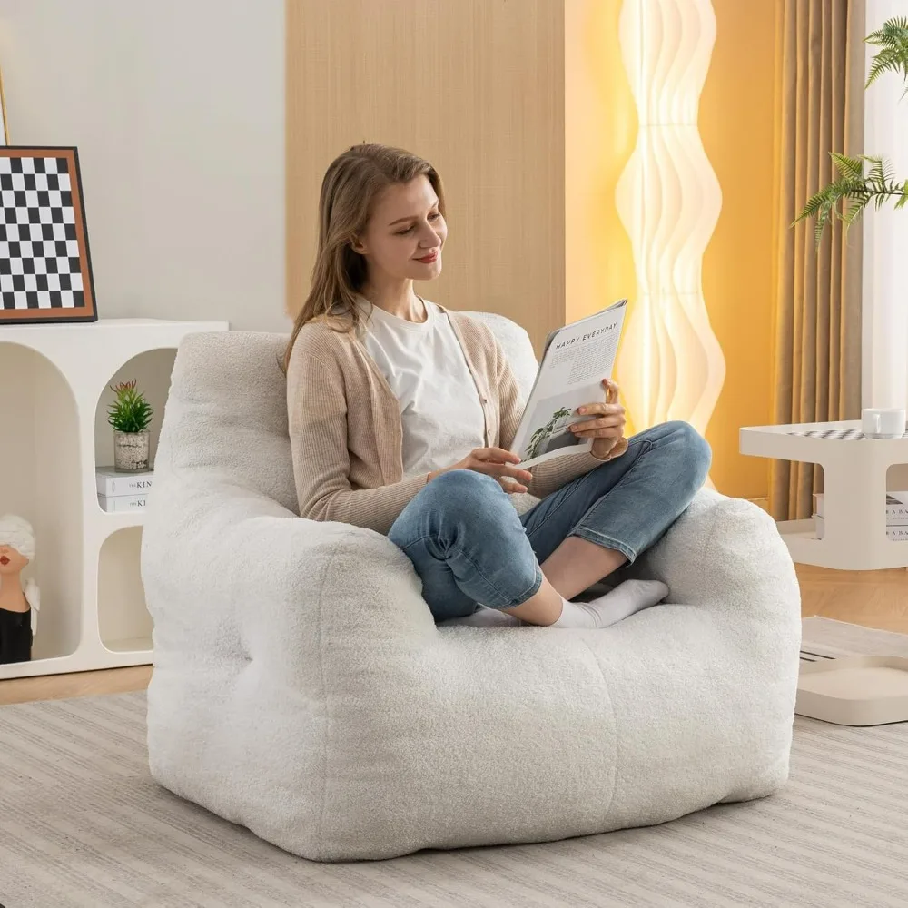 

Bean Bag Chair, Giant Bean Bag Sofa Chair with Armrests, Teddy Plush Lazy Sofa Comfy Chair, Big Comfy Chair with Pocket