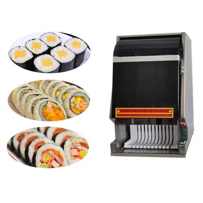 Commercial Sushi Cutter Slicer Automatic Sushi Roll 8 / 10 / 12 Pieces Rice Roll Cutting Machine Sushi Slicer for Snack Shop