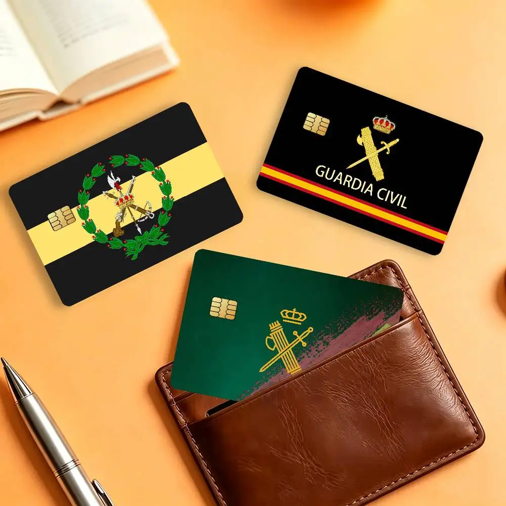 Cool S-Spanish C-Civil G-Guard Matte Card Stickers For Credit Cards Debit Cards And Transit Cards 4Pcs