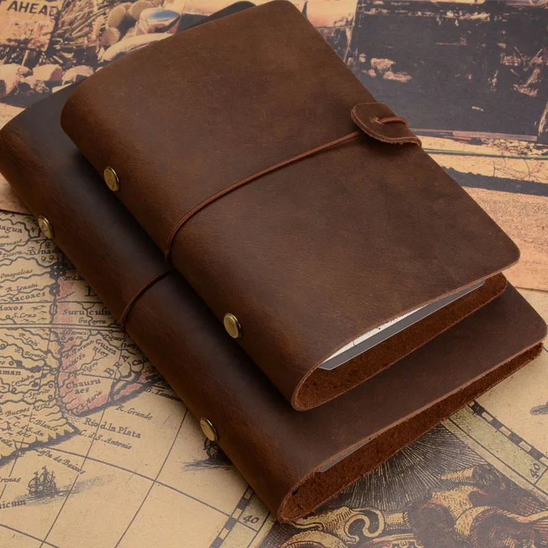 A5 A6 A7 Leather Retro Loose-leaf Notebook Diary Office Business Manual Notepad Cowhide Travel Notebook