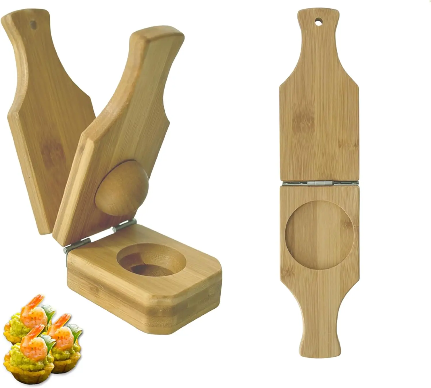 Bamboo Tostones Plantain Press Plantain Smasher Maker, 2-in-1 Tostones and Plantain Cups - Perfect for Tostones and Stuffed Plan