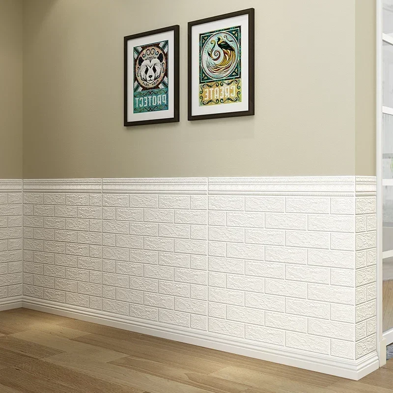 1/2/5/10m 3D Wallpaper Stickers Roll Panel White Soft Foam Brick Marble Rock Cobblestone DIY Wall Home Room Decor Protect view 4
