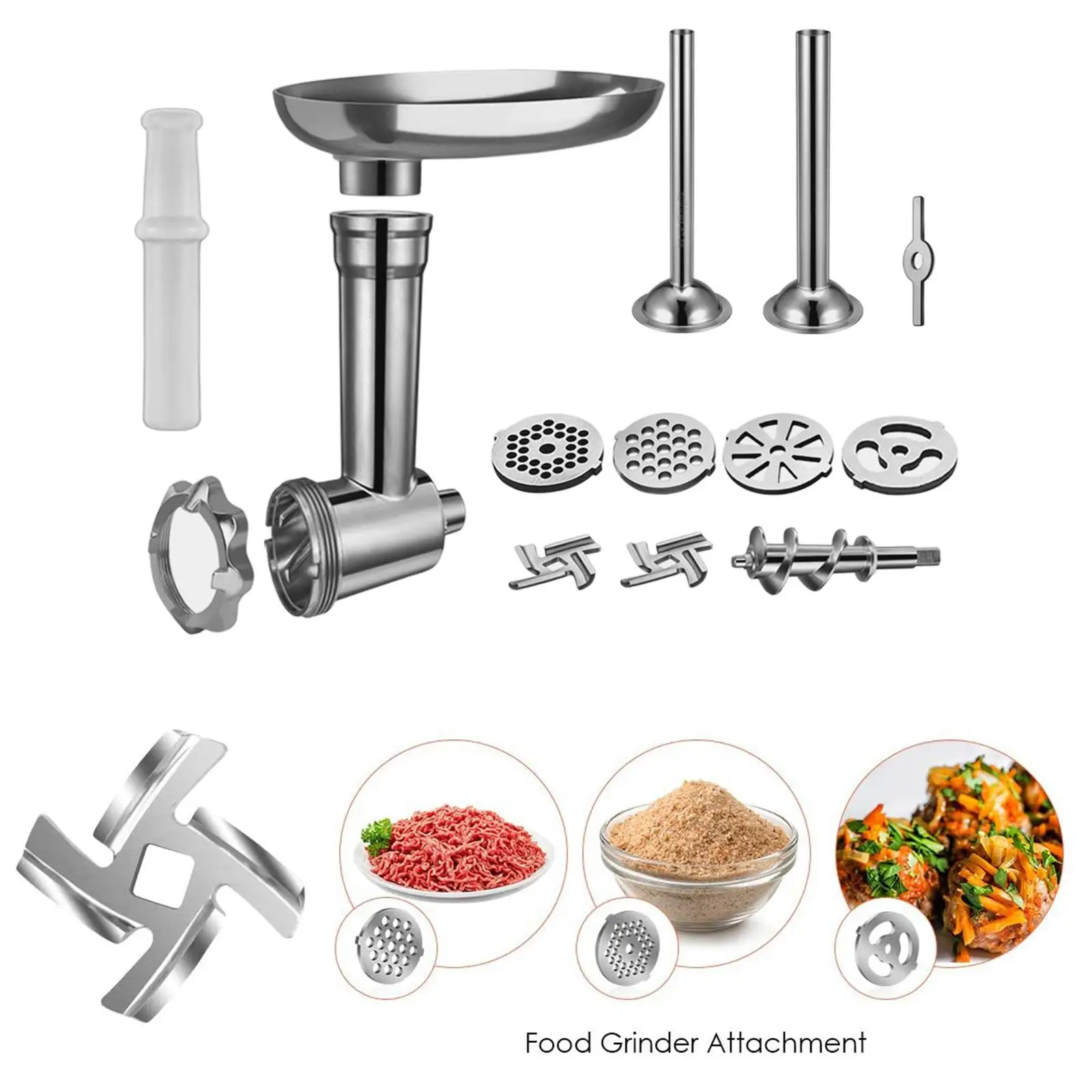 Durable Meat Grinder Attachment for KitchenAid Accs Household Tool Silver