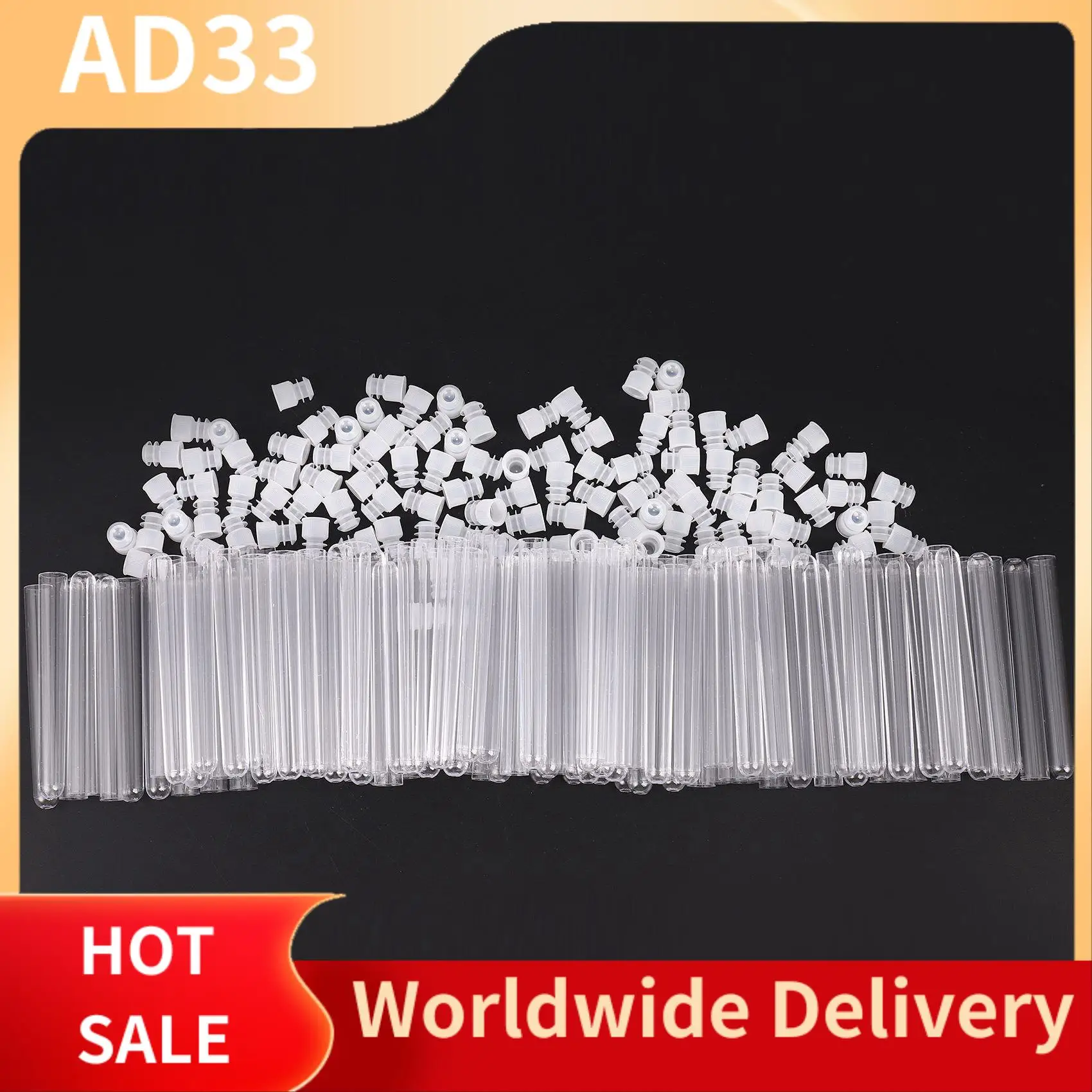 

(High-Quality) 500Pcs Clear Plastic Test Tube With Cap 12X100mm U-Shaped Bottom Long Transparent Test Tube Lab Supplies