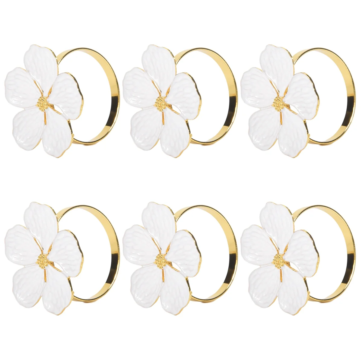 

Napkin Rings Set of 6 Napkin Rings Holders White Flowers Napkin Buckles Elegant Napkin Holders for Dinner Table