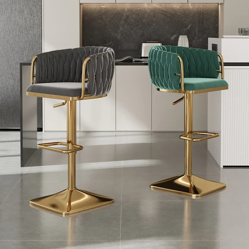 

Italian Luxury Bar Chairs Sturdy Adjustable Height Designer Backrest Bar Stools Apartment Vanity Sillas De Bar Home Decoration