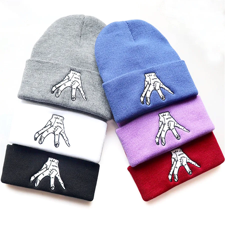 New Bizarre Cool Mended Hands Catching Basketballs Embroidery Beanies Skull Caps Winter Autumn Unisex Outdoor Keepwarm Hats W234