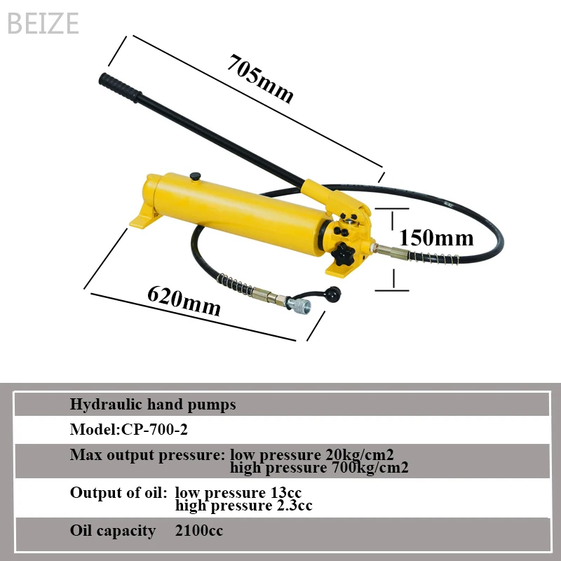 1Pc Hydraulic High Pressure Pump CP-700-2 Hydraulic Hand Pump Oil Pressure Pump With Pressure Gauge 700kg/cm2