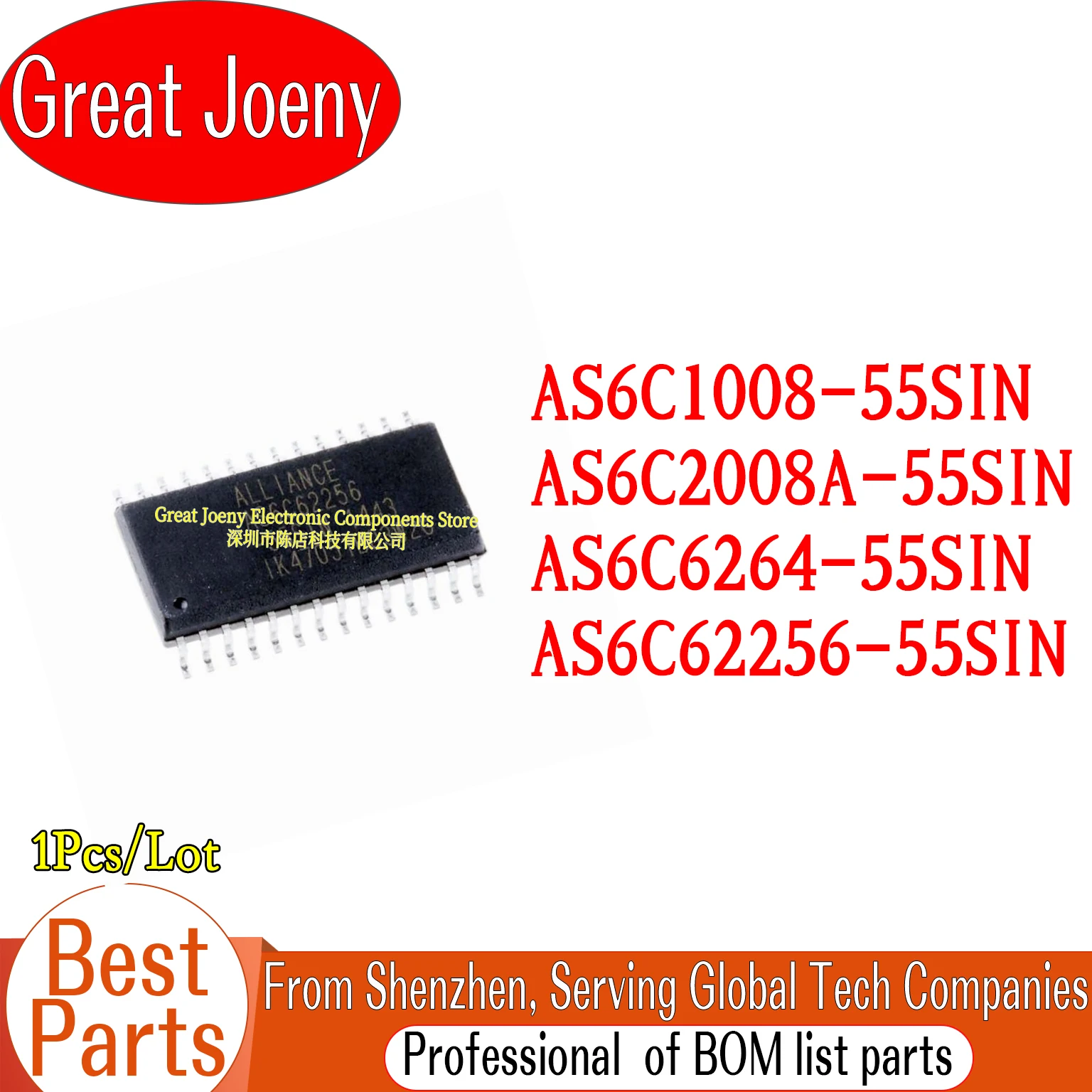 AS6C1008 AS6C2008A AS6C6264 AS6C62256 AS6C1008-55SIN AS6C2008A-55SIN AS6C6264-55SIN AS6C62256-55SIN IC Chipset