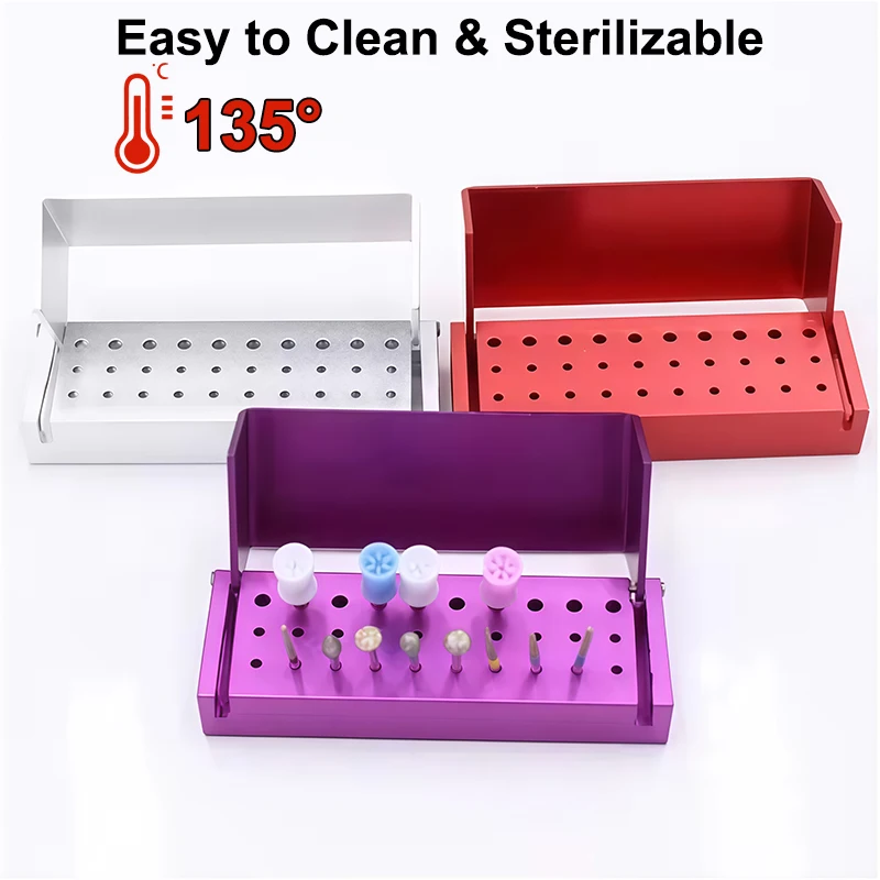

1Pcs 30-Hole Aluminum Alloy Dental Bur Holder, Open-Style High-Speed Handpiece Sterilization Tray, Dental Instruments