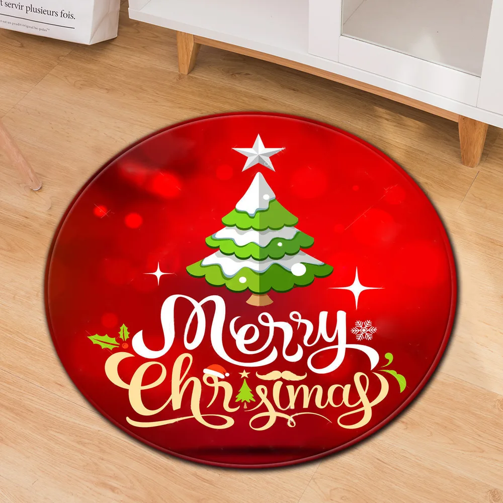

VIKAMA American Round Crystal Velvet Carpet Home Bedroom Living Room Bed Rug Christmas Decoration Floor Mat