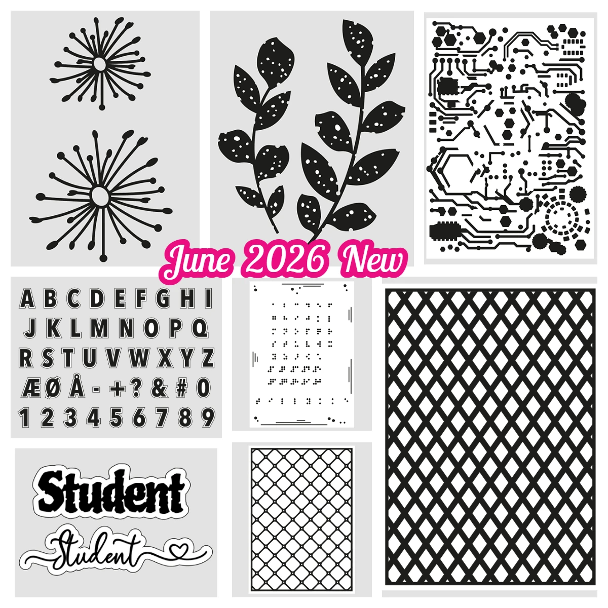 June 2026 New Shadow Pollen Leaf Branches Cool Alphabet with Metal Cutting Dies for DIY Handmade Scrapbooking Calendar Diary