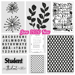 June 2026 New Shadow Pollen Leaf Branches Cool Alphabet with Metal Cutting Dies for DIY Handmade Scrapbooking Calendar Diary