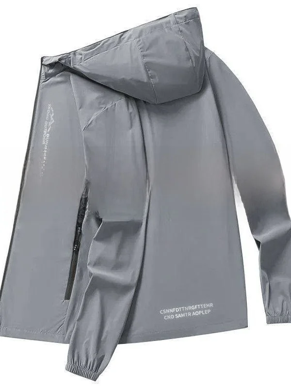 

2025 New Ice Silk Ultra-Thin Men's Sun Protection Clothing Fiing Jaet Versatile ort Sve V-Ne Lightweight Outerwear