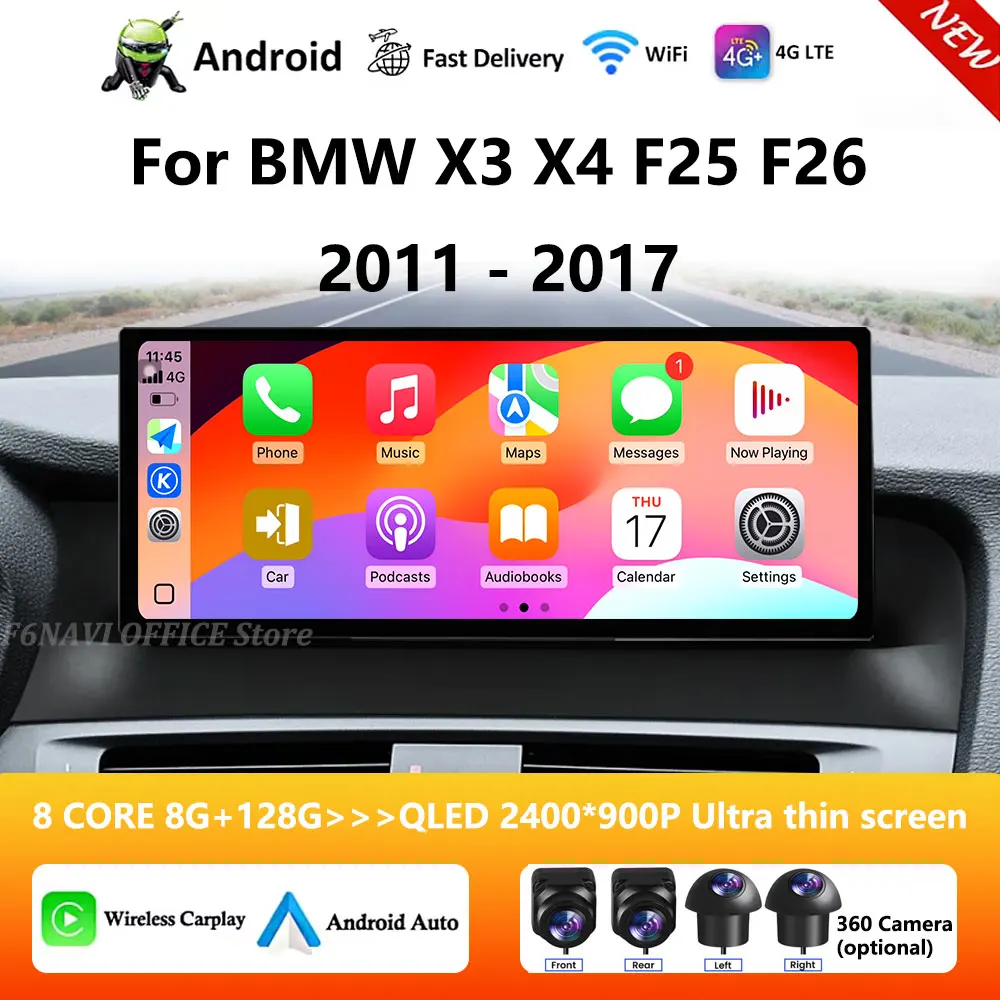 GPS Navi Π΄Π»Ρ BMW X3 X4 F25 F26 2011-2017 CIC/NBT System Android 15 Bluetooth Wireless CarPlay DSP Audio Android 14 QLED Touch GPS Navi Π΄Π»Ρ BMW X3 X4 F25 F26 2011-2017 CIC/NBT System Android 15 Bluetooth Wireless CarPlay DSP Audio Android 14 QLED Touch
