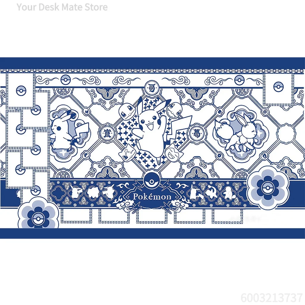 Cartoon Fantasy TCG Playmat, Full Printed Card Battle Zone Layout, Non-slip Rubber Large Table Gaming Mouse Pad for Card Game