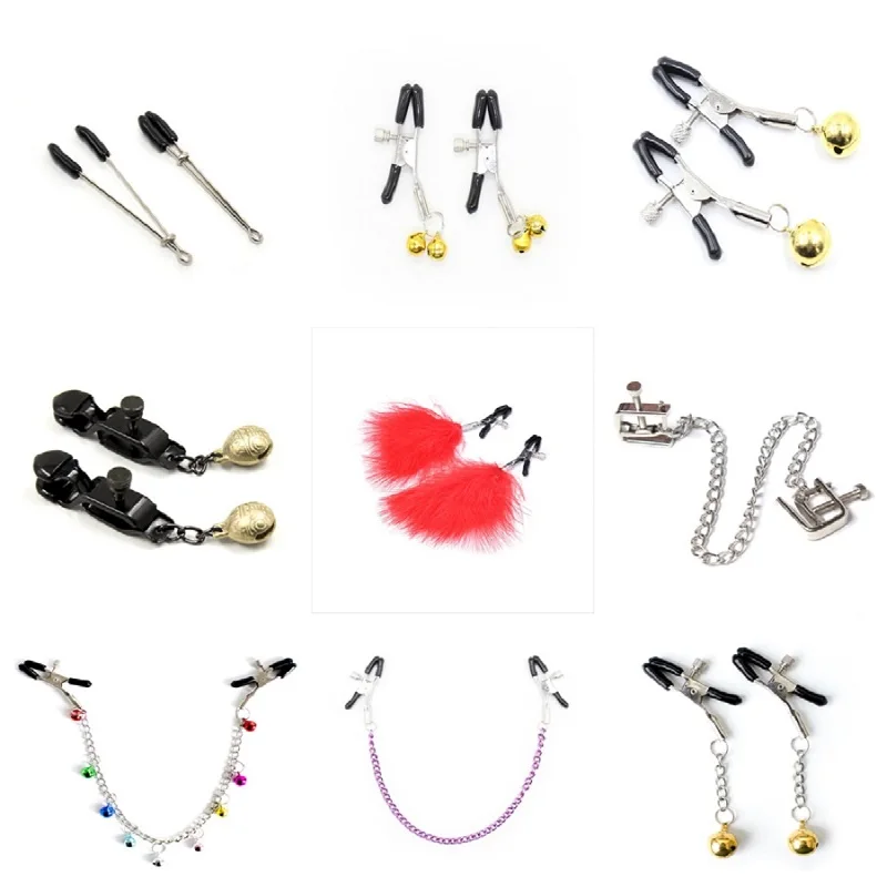 1 Pair Metal Bondage Nipple Clamps Chain  Clips Labia  Slave BDSM Women Toys Adult Sex Games Breast Clover