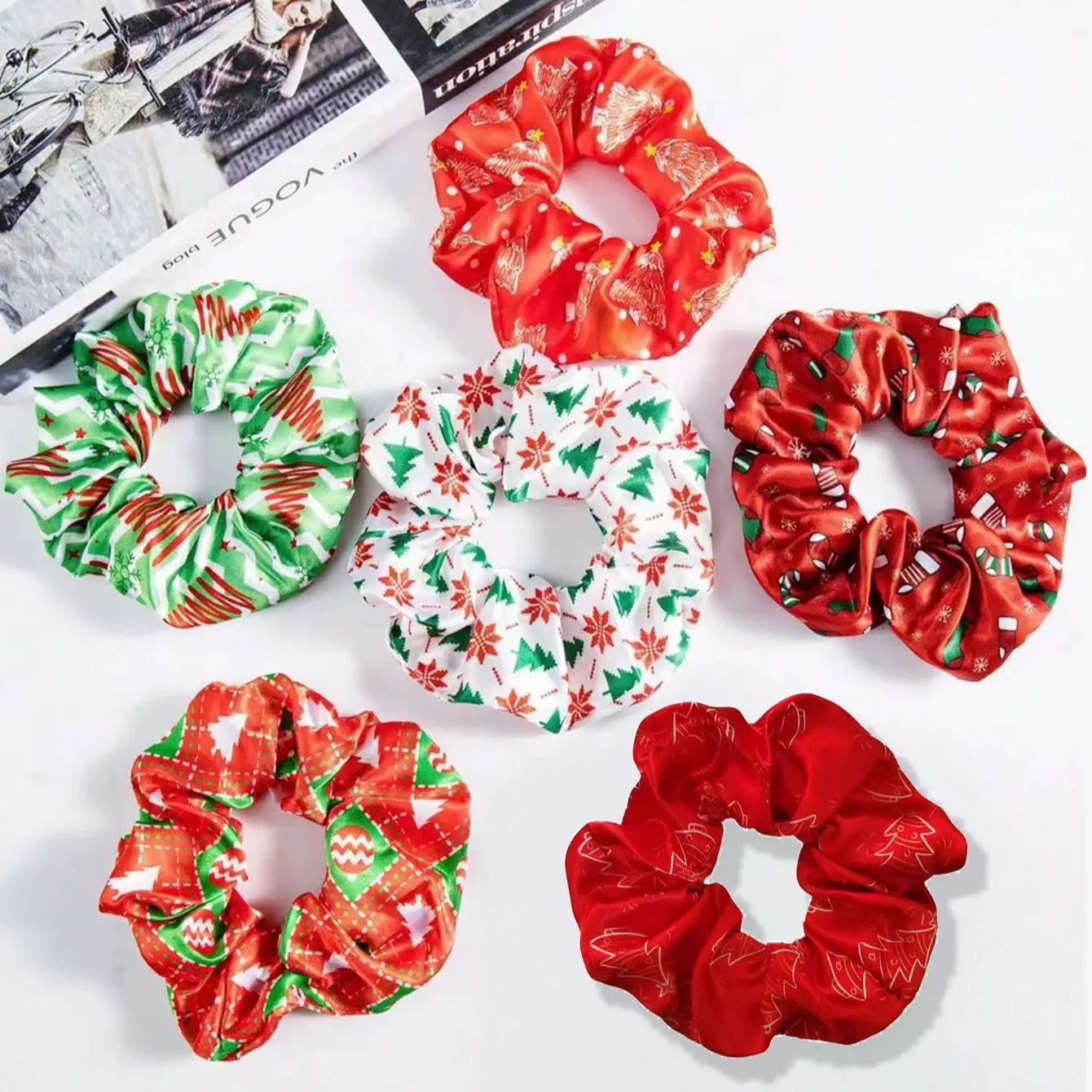 1pc Christmas New Large Intestine Hoop Hair Tie Pony Hair Rope Halloween Cloth Hoop Women\'s Hair Accessories Headwear