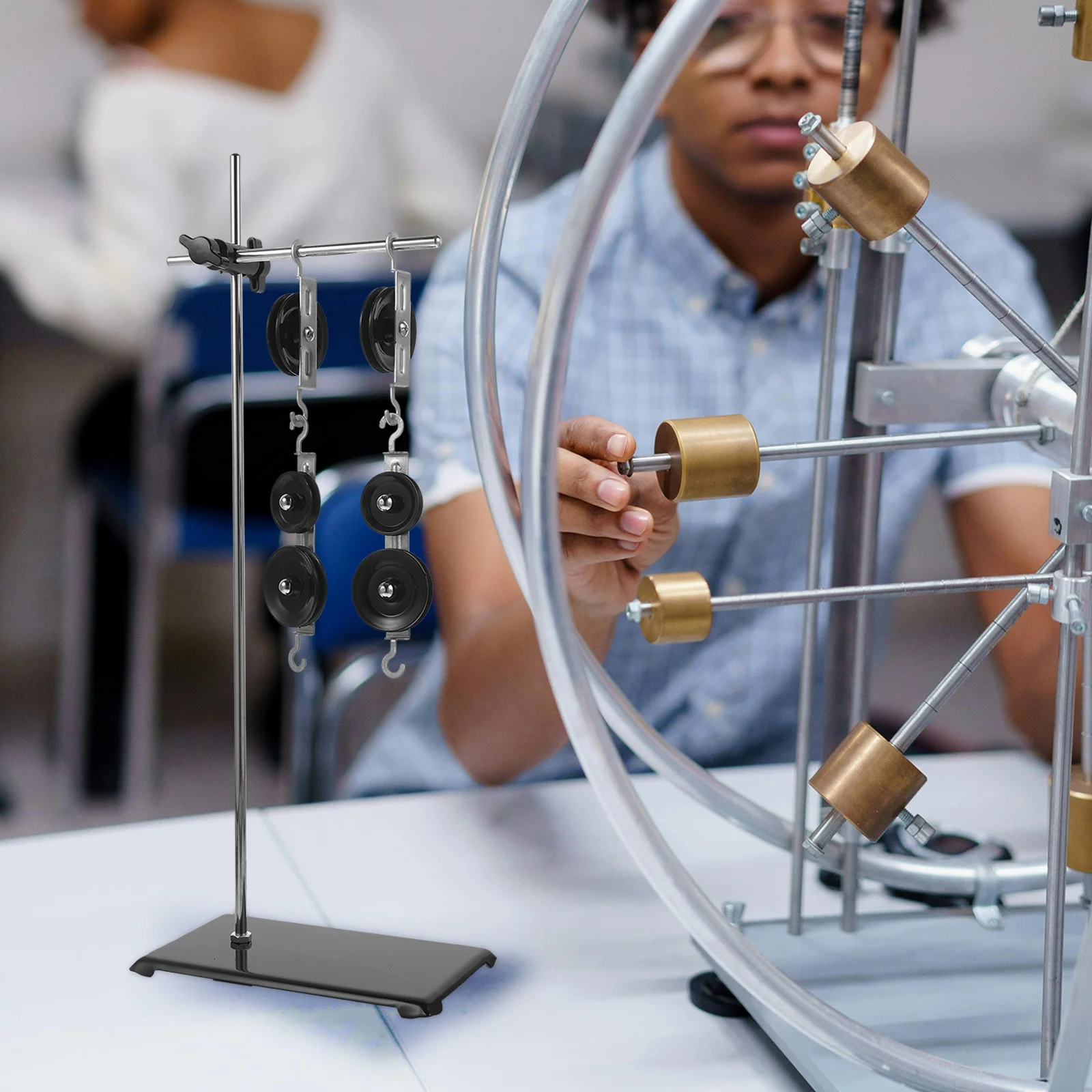 

Pulley Set Stand Base Physics Experiment Equipment Teaching Aids Student Lab Accessories Pulley System Kits School Supplies Mini