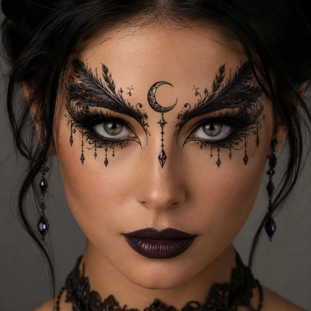 10 pcs Waterproof Halloween Spider Tattoo Realistic Dark Style Halloween Face Tattoo Gothic Colored Temporary Tattoo Stickers