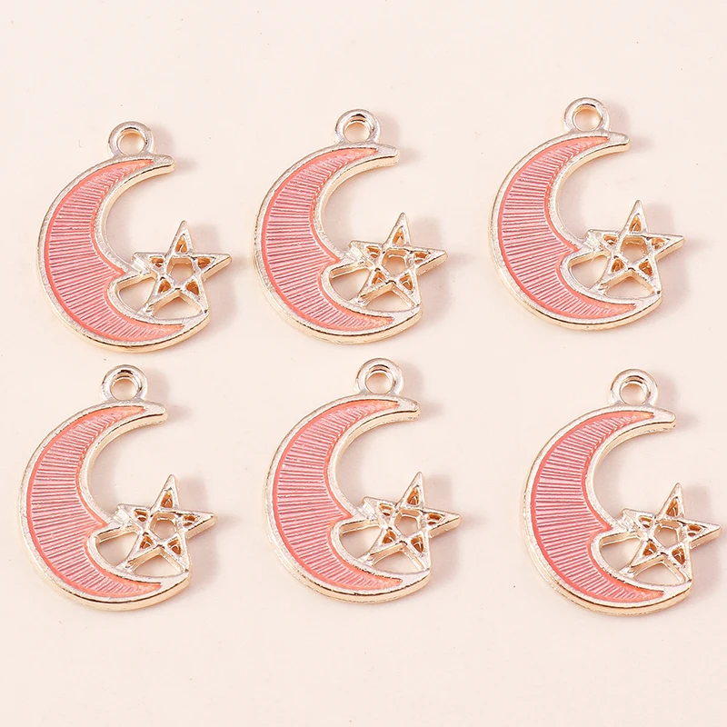 10pcs/lot Mix Cute Enamel Moon Star Charms for Jewelry Making DIY Drop Earrings Pendants Necklaces Handmade Bracelets Craft Gift