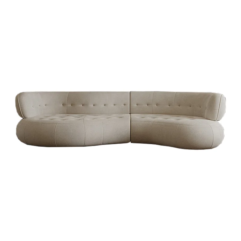 first layer cowhide sofa Internet celebrity creative special-shaped curved sofa size apartment living room designer