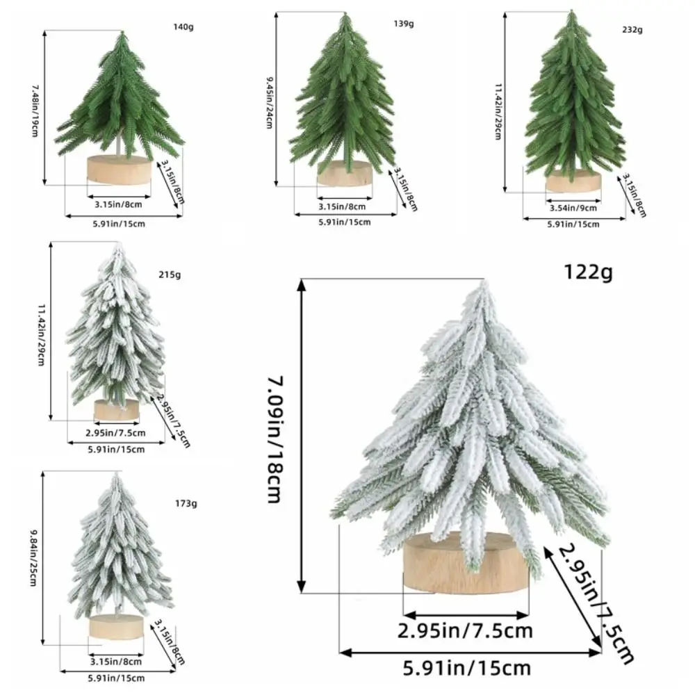 Pohon cemara berbentuk menara elegan stabil pohon cemara salju Mini manusia hidup buatan tangan dapat digunakan kembali pohon Natal Mini Tahun Baru