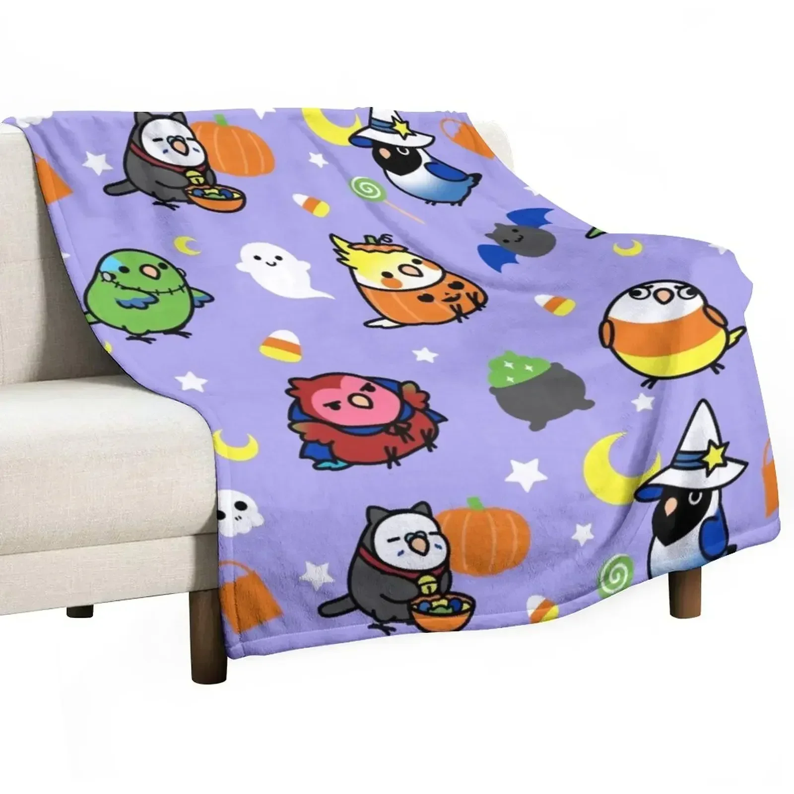 Chubby Bird Halloween Adventures V2 Throw Blanket Luxury Thicken Furry Blankets