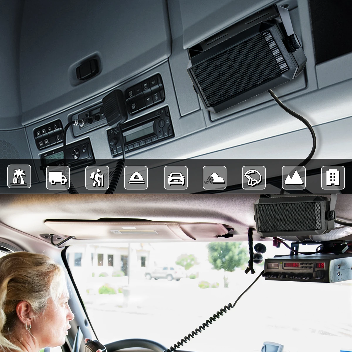 ABBREE Rectangular External Communications Speaker External Scanners for All 3.5mm Audio Plug CB Radios and Mobile Radio