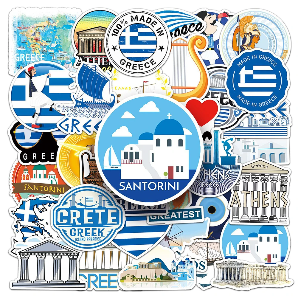 10/30/50pcs Greece City Scenery Stickers World Famous Tourist Landscapes Sticker Laptop Skateboard Luggage DIY Waterproof Decals