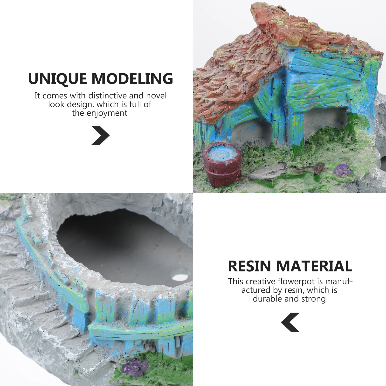 

1Pcs Resin House Simulated Flower Pot Durable Succulent Plant Container Decorative Garden Accessory Succulent Plants Pot