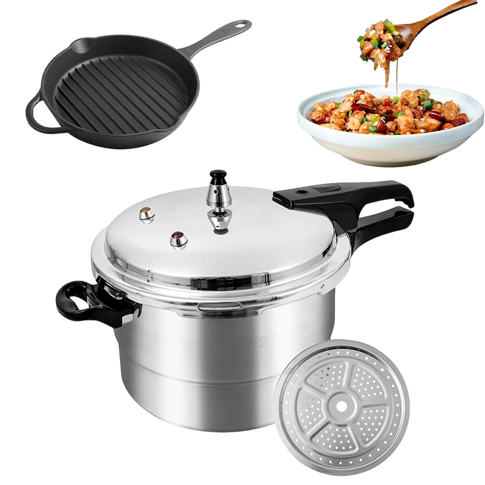 

Aluminum Pressure Cooker with Steaming Plate Aluminum Alloy Pressure Cooker Household Stovetop Pressure Canner for Gas Stoves
