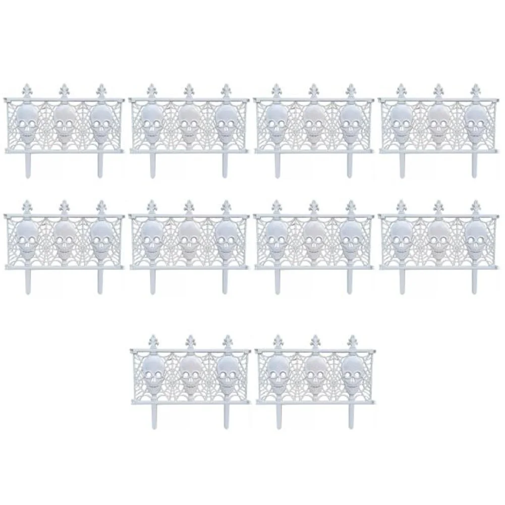 Skeleton Bat Halloween Fence Decorations for Garden Courtyard Lawn Outdoor Decoration 10PCS Weatherproof PP Material White Black