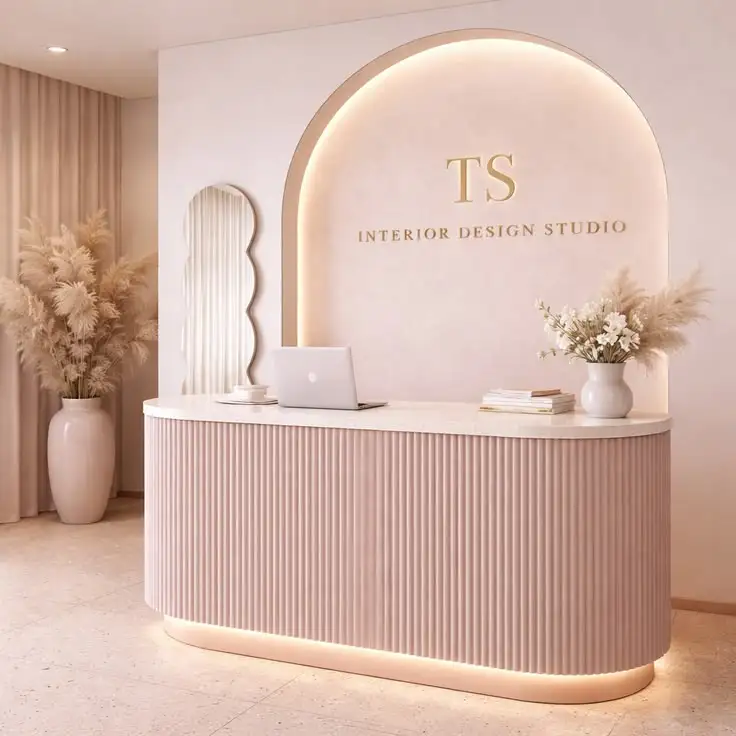 

&c Modern Eco-Friendly Reception Desk Durable Cashier Counter Beauty Salons Offices Hotels Gyms