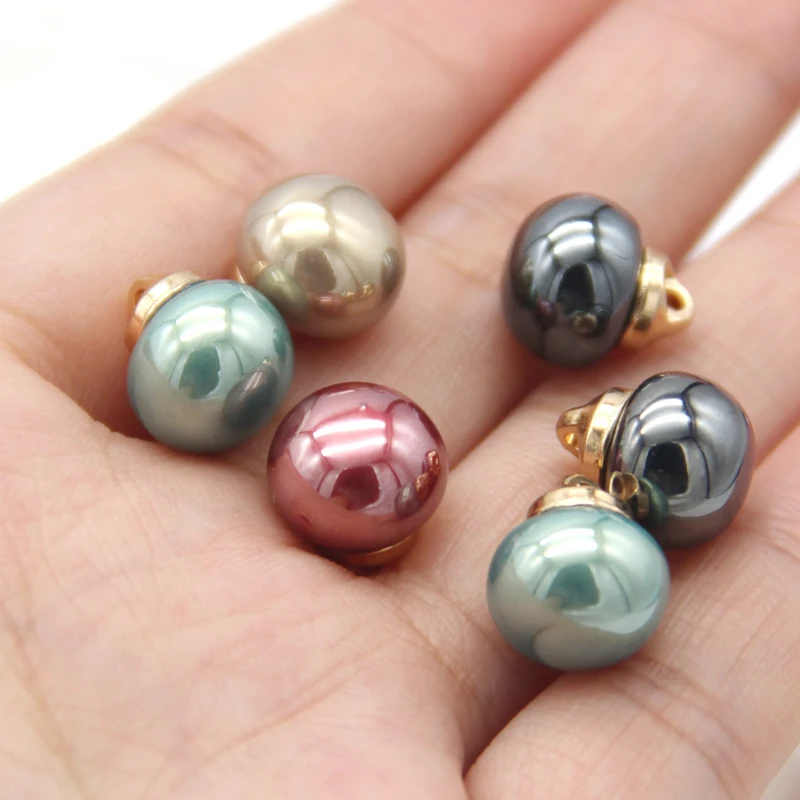HENGC-Botões Pérola Costura Jóias, Roupas, Camisa, Vestido de Férias, Casamento, Redondo, Mini Decorações, Acessórios de Costura, Esmalte, 10mm