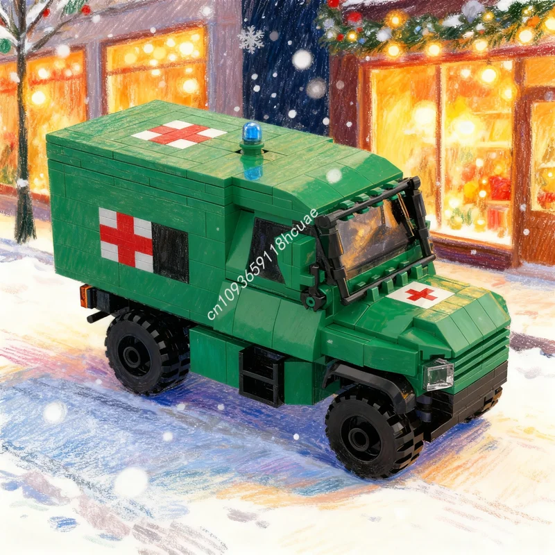 

Набор строительных блоков MOC «Городская бронированная армейская машина скорой помощи», 384 детали, для сборки, креативные игрушки-конструкторы, подарки на Рождество