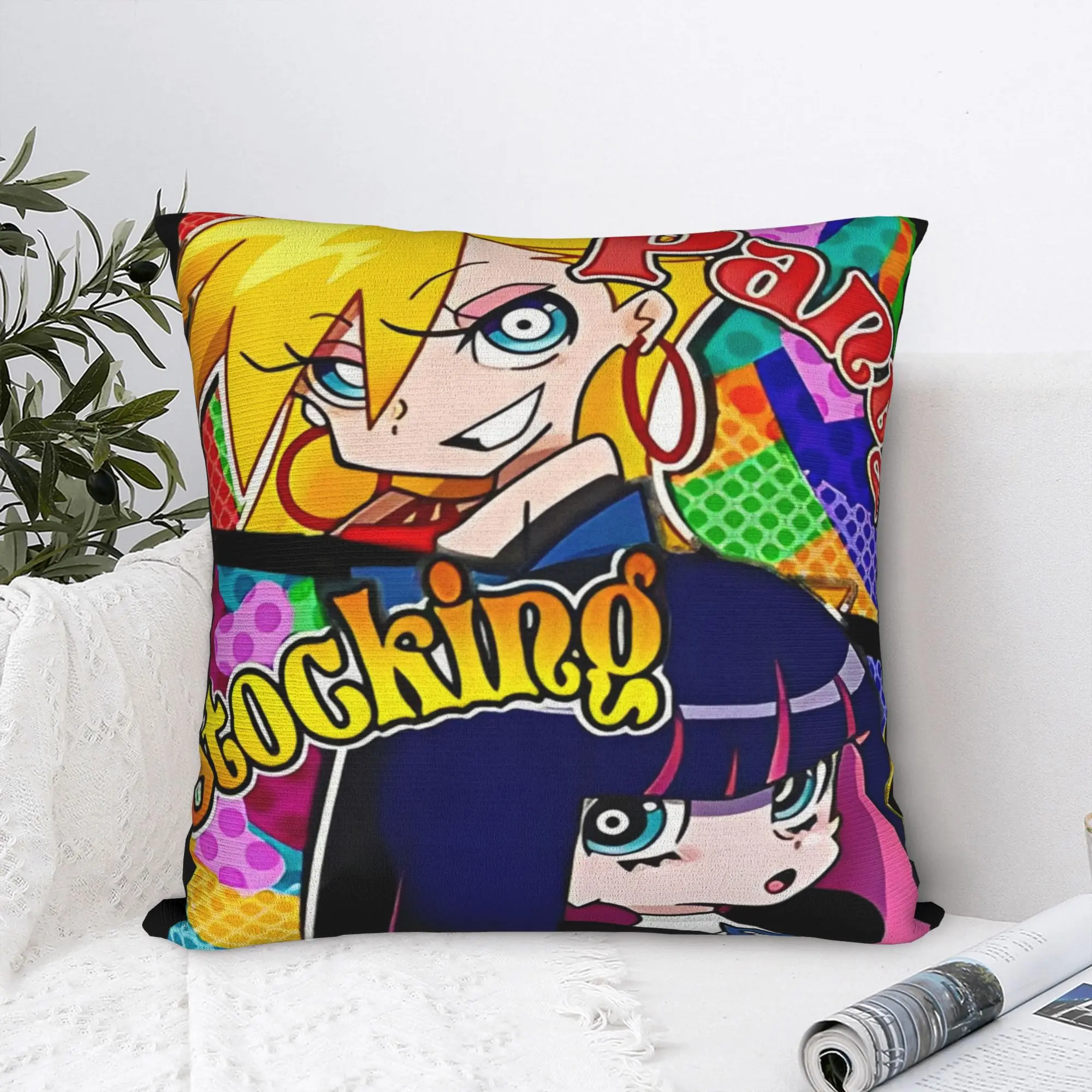 Panty Stocking with Garterbelt Square Pillow Case Cute Anime Cushion Covers Decorative Throw Pillow Case Cover for Home 40x40cm