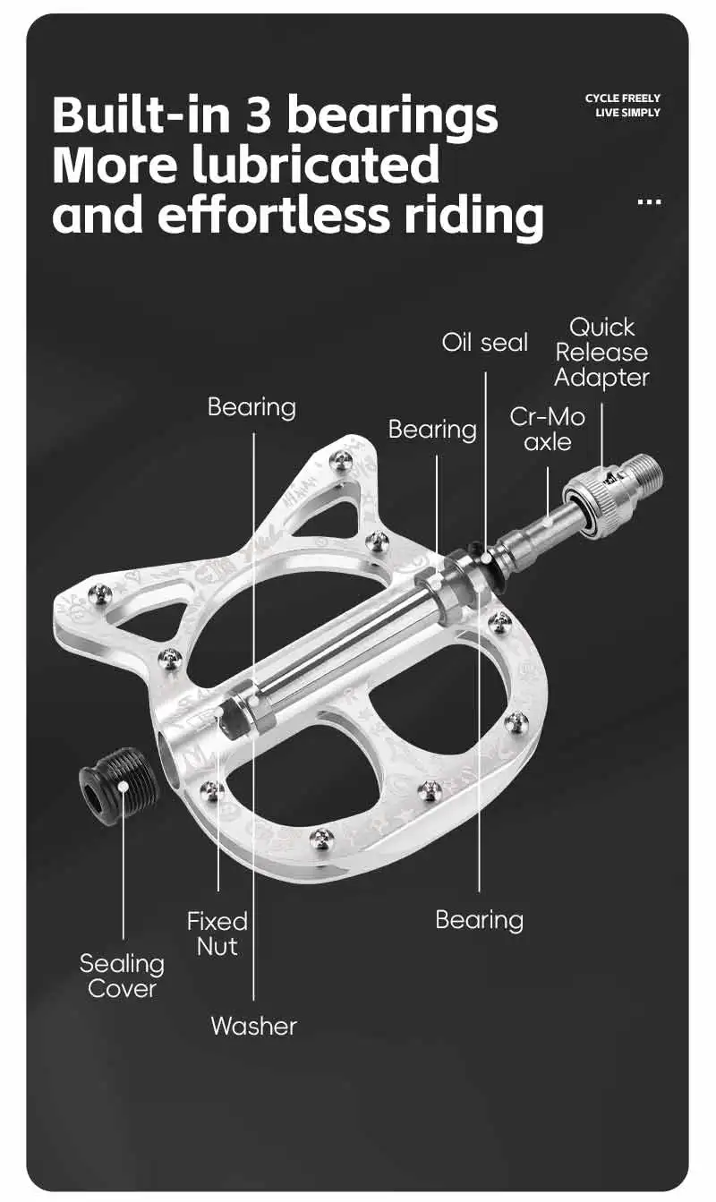 WEST BIKING Schnellspannpedale für Falträder, Katzenform, Aluminiumlegierung, rutschfeste Pedale, Fahrradzubehör für Frauen und Mädchen – Detail 15