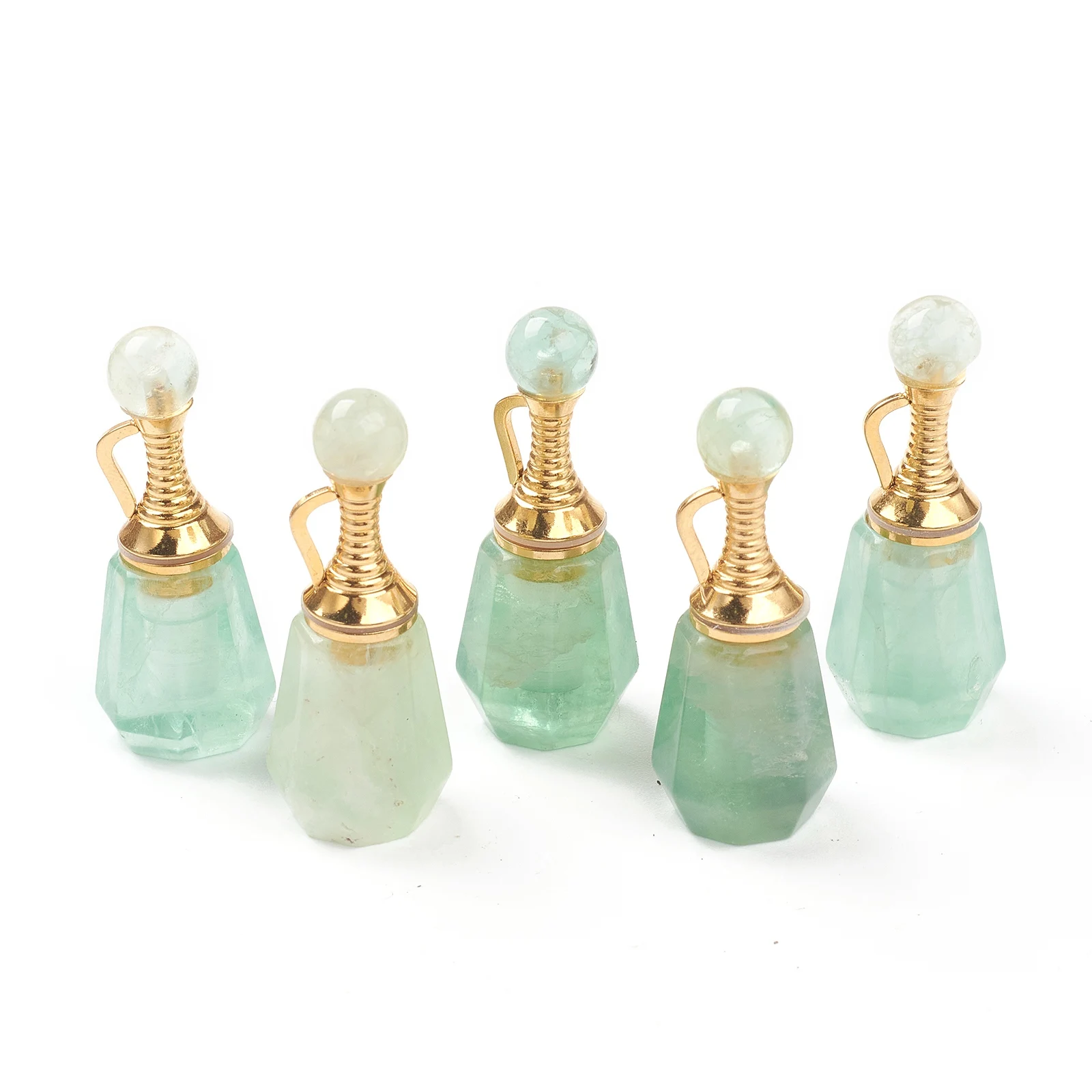 2pcs Faceted Natural Stone Openable Perfume Bottle Essential Oil Bottles for Jewelry Making Women Necklace Pendant